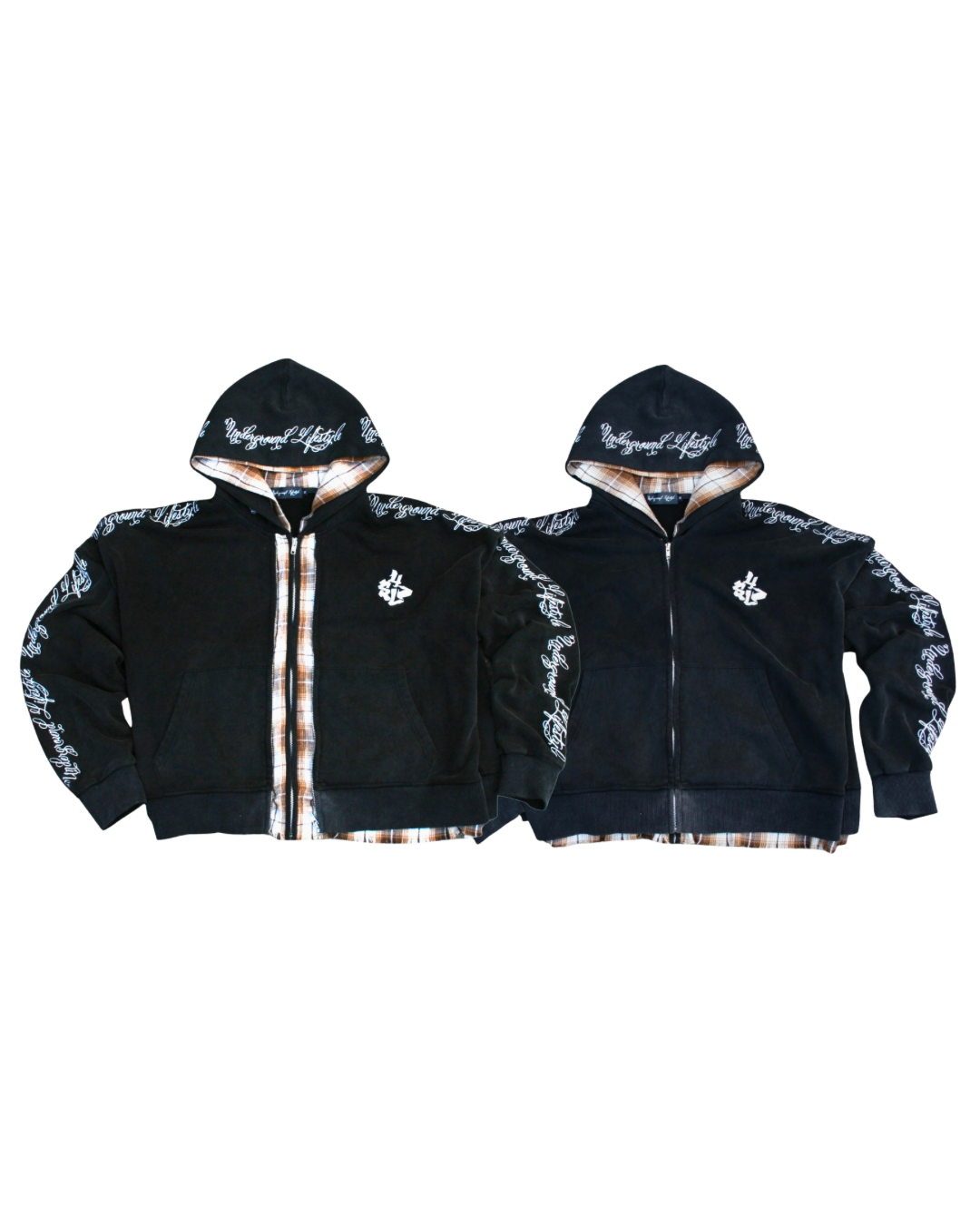 Double Hooded Flannel Zip-Up
