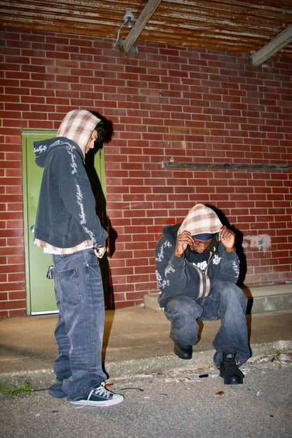 Double Hooded Flannel Zip-Up