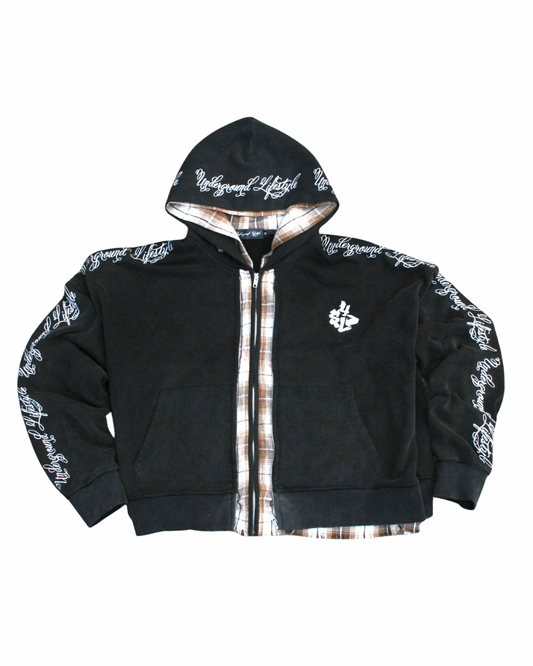 Double Hooded Flannel Zip-Up