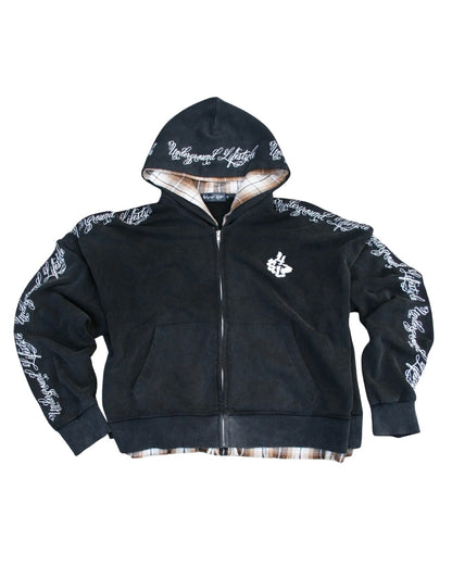 Double Hooded Flannel Zip-Up